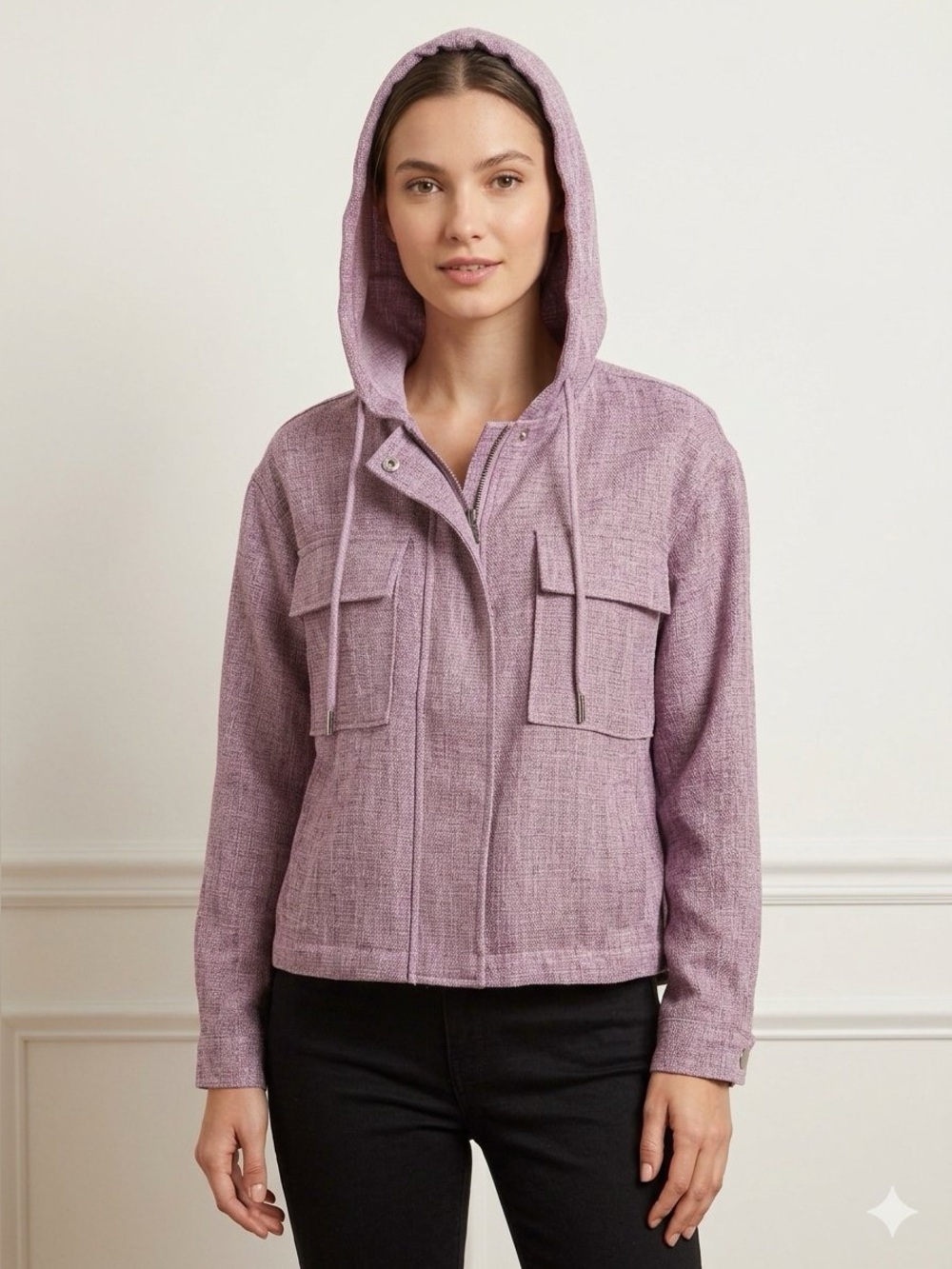 Ave Les Filles • Women's Hooded Utility Jacket in Lilac/Lavender